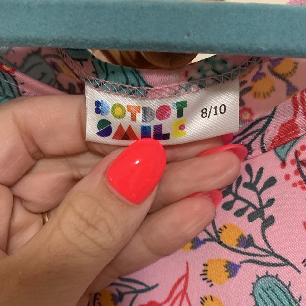 Dot Dot Smile Dress, Pink with cactus & floral design, Size 8/10 - Picture 2 of 5